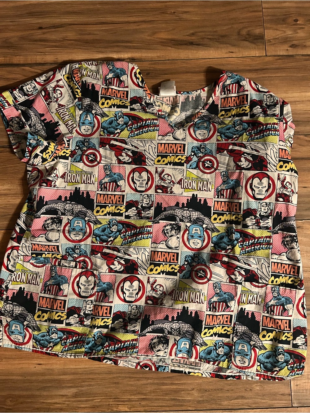 Marvel Women’s Short Sleeve Comic Strip Tee - Red, Blue, Black, Yellow, White